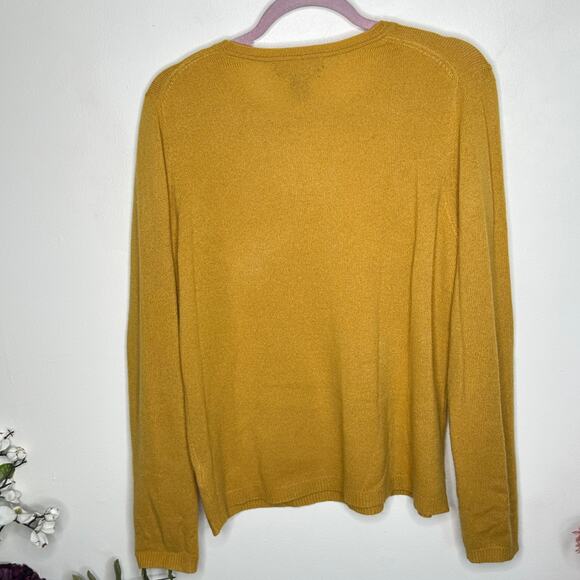 TAHARI Pure Luxe 100% Cashmere Sweater Mustard Yellow {3J18} - Picture 4 of 5